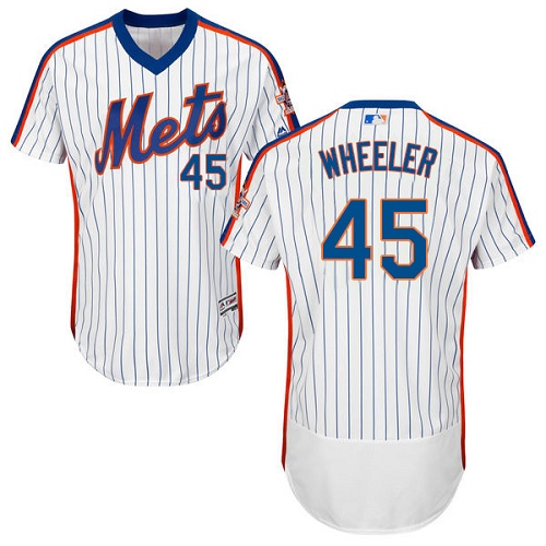 Mets #45 Zack Wheeler White(Blue Strip) Flexbase Authentic Collection Alternate Stitched MLB Jersey - Click Image to Close